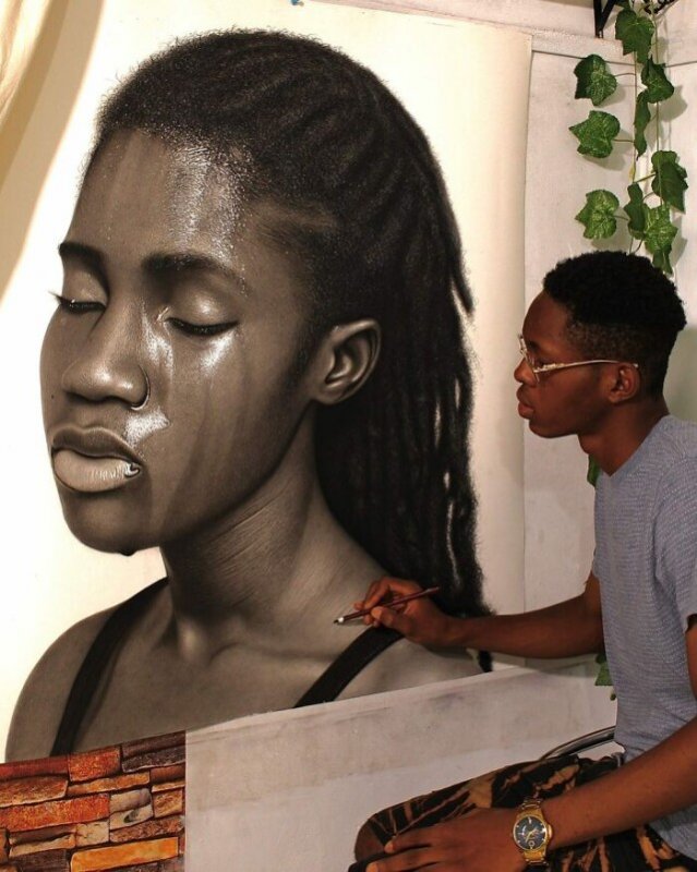 Реалистичные угольные портреты нигерийского художника (18 фото)14